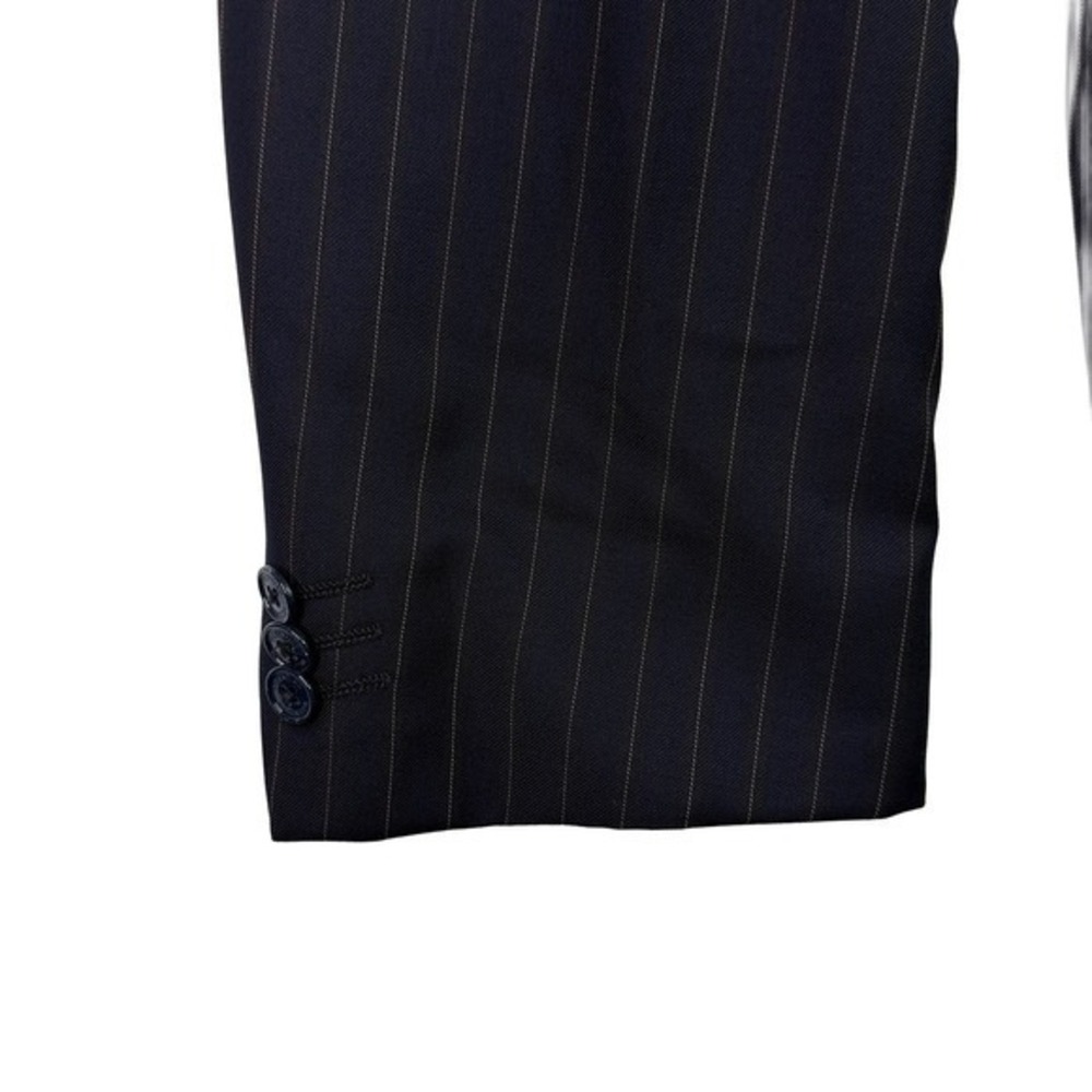 Valentino Mainline Blazer 100% Virgin Wool Pinstripe Cupro Lining Navy Men's 44R - Picture 15 of 17
